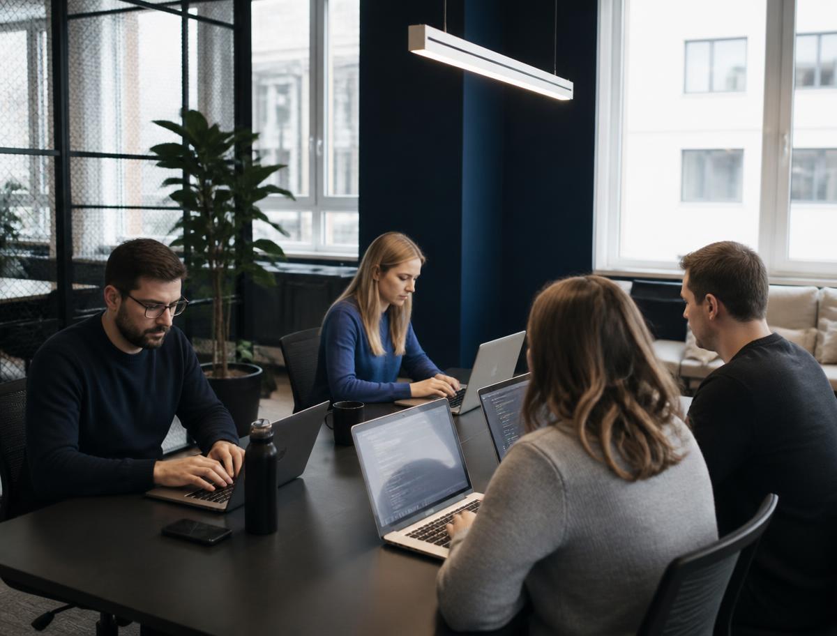 Equipe da Trygg trabalhando em escritório